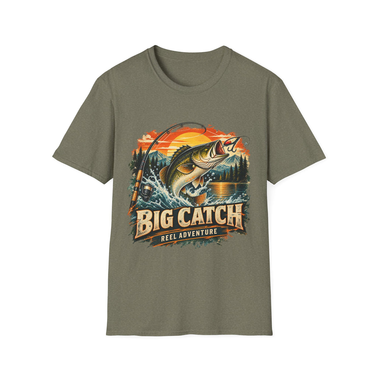 Big Catch Reel Adventure Fishing T-Shirt – Vintage Angler Graphic Tee
