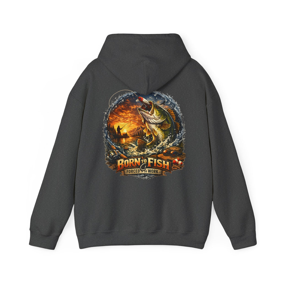 Born to Fish Forced to Work Back Print Hoodie – Fishing Hoodie