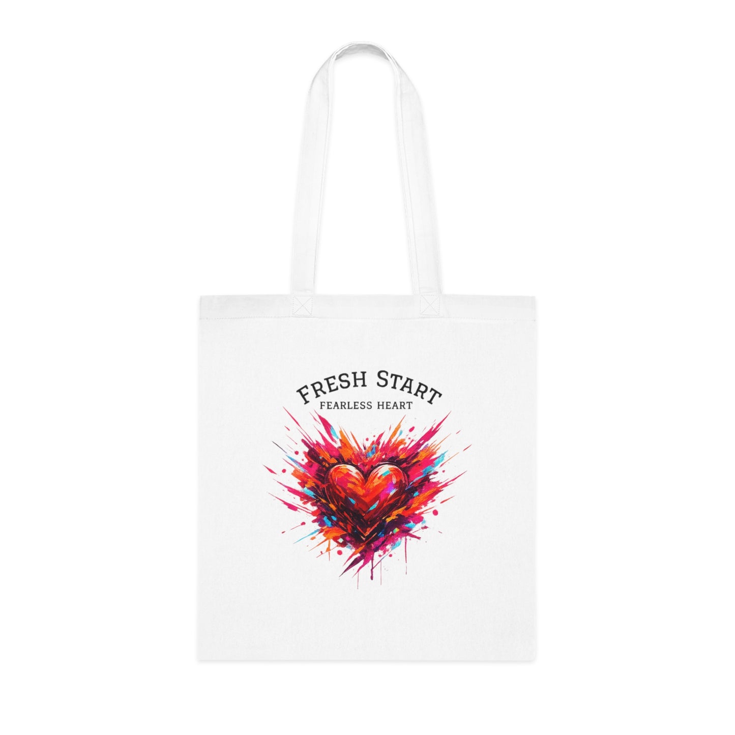 Fresh Start Fearless Heart Tote Bag | Inspirational Canvas Shopping Bag | Gifts & Lifestyle Collection