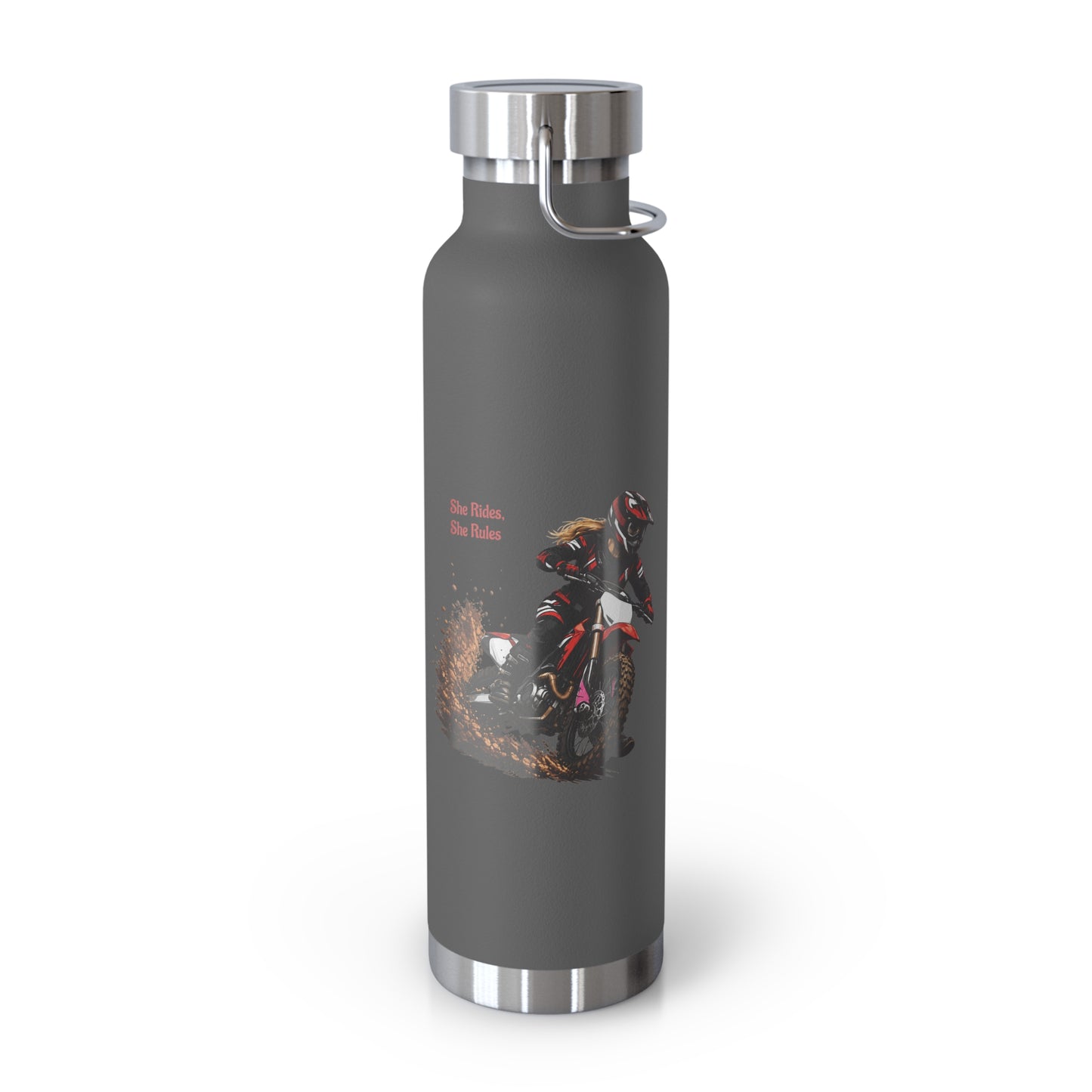 She Rides She Rules Motocross Insulated Flask
