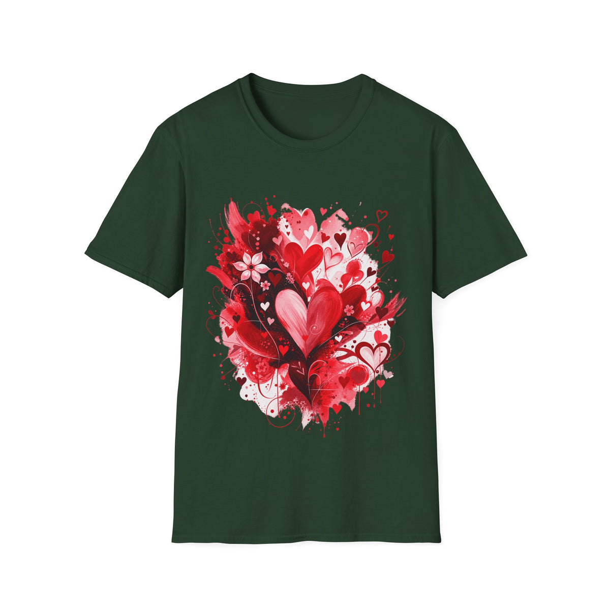 Floral Hearts T-Shirt | Red Heart & Floral Graphic Tee