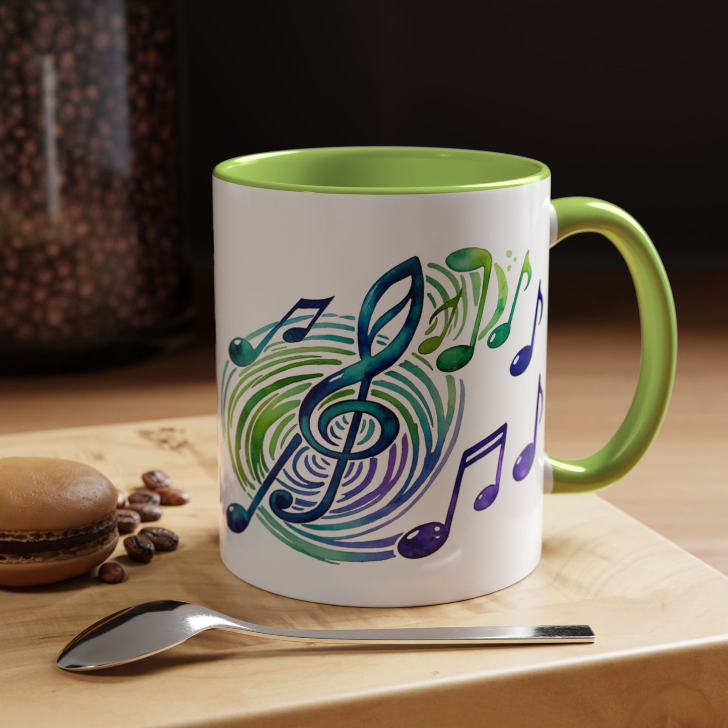 Musical Notes Accent Coffee Mug | Music Lover Mug | Gift for Singers, Musicians & Music Fans | Ceramic Accent Mug