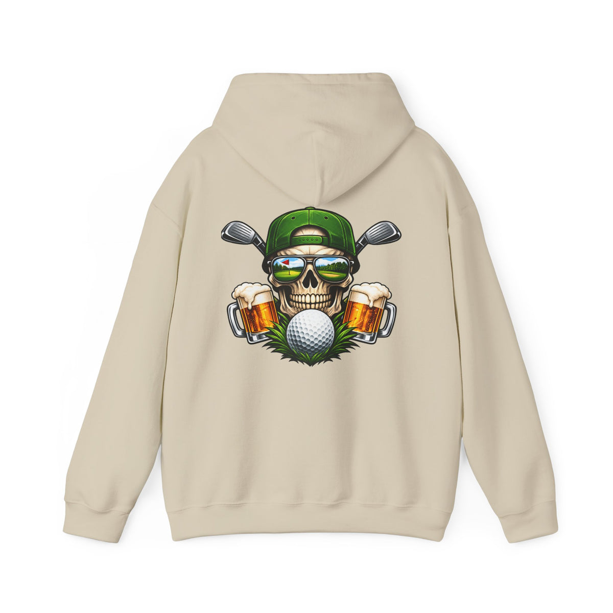 Golf Skull Kapuzenpullover Bier, Schläger & Ball Grafik Pullover