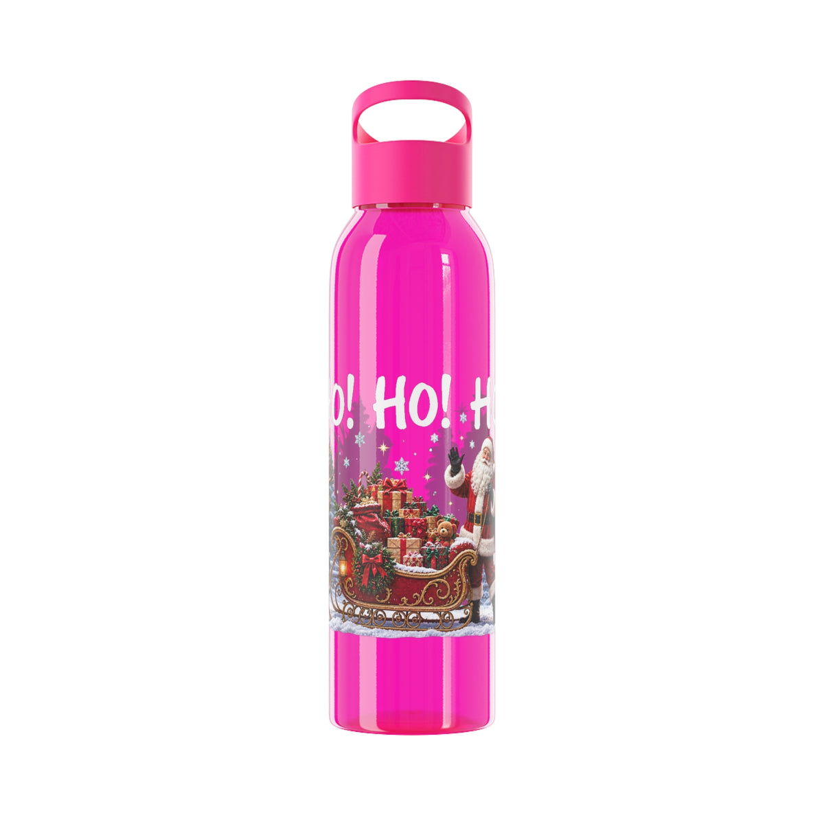 Ho Ho Ho Santa Christmas Water Bottle – Festive Sleigh Design