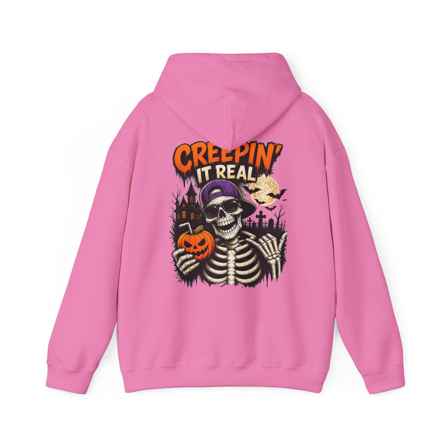 Creepin’ It Real Halloween Hoodie – Unisex Skeleton Graphic Hoodie
