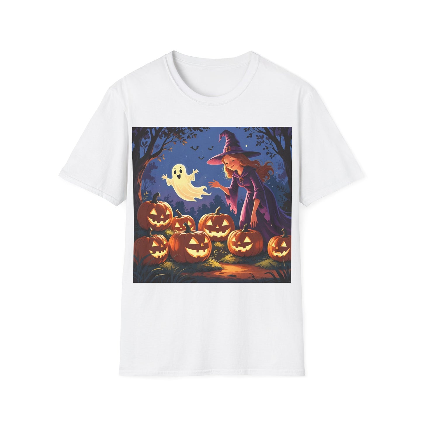 Halloween Witch T-Shirt | Cute Ghost & Pumpkin Graphic Tee for Fall, Spooky Season, Unisex Softstyle Apparel, Halloween Party Outfit, [...]