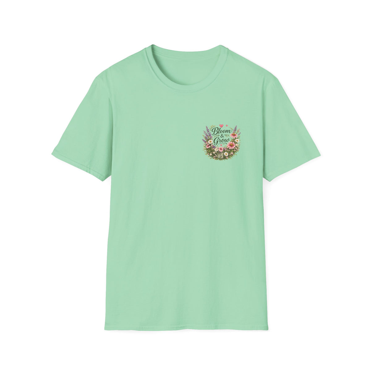 Bloom & Grow Floral Garden – Left Chest Print T-Shirt