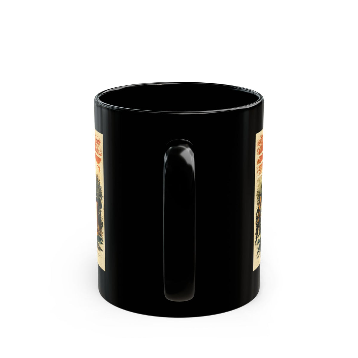 Hooked on Action Black Fishing Mug – Retro Angler Mug