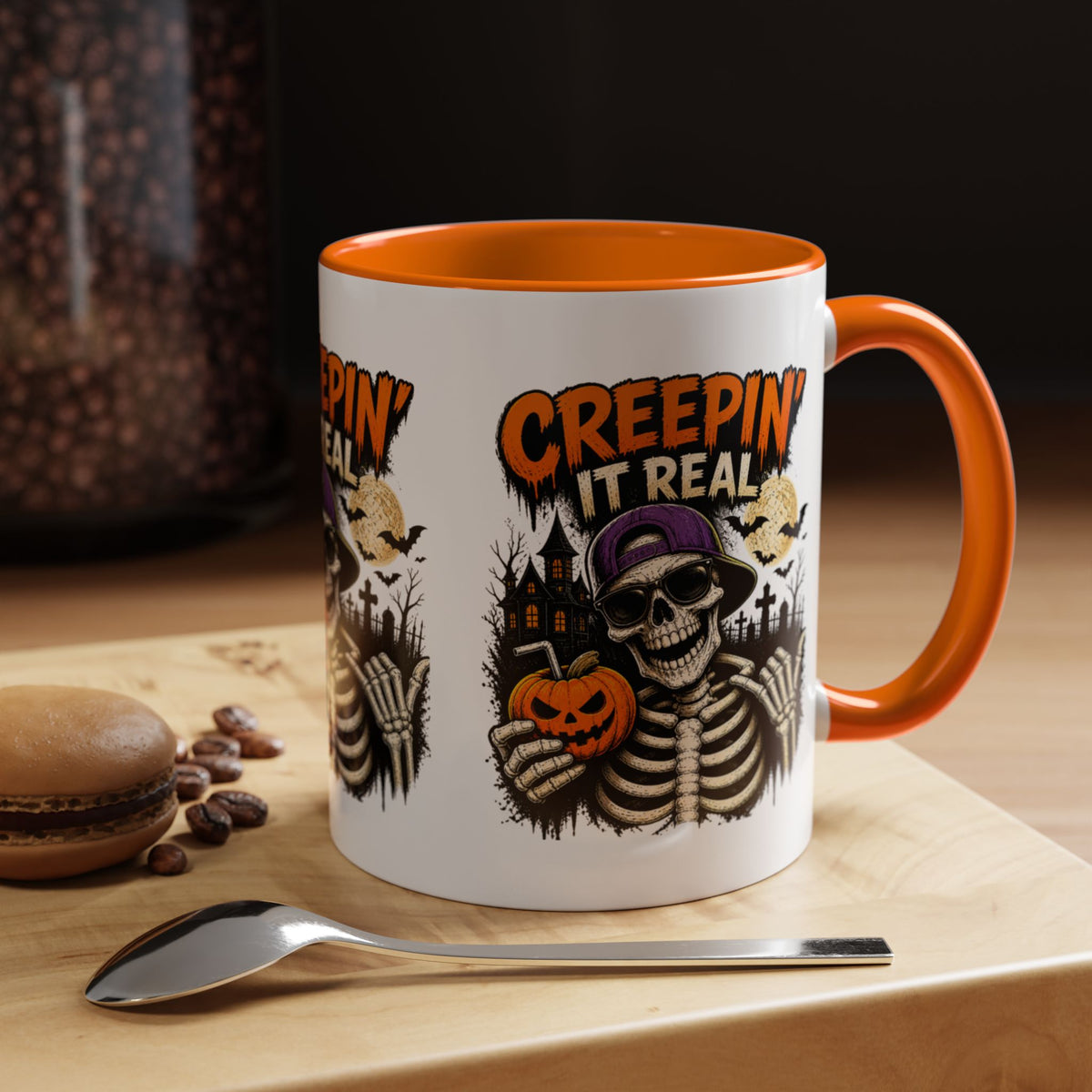 Creepin’ It Real Halloween Accent Mug – Skeleton Coffee Mug