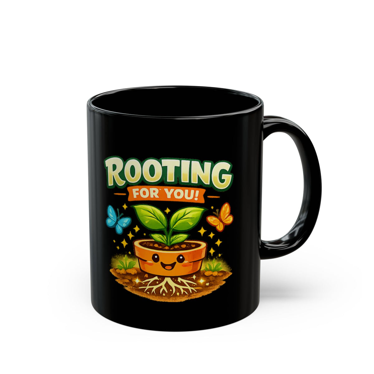 Rooting for You – Black Ceramic Mug