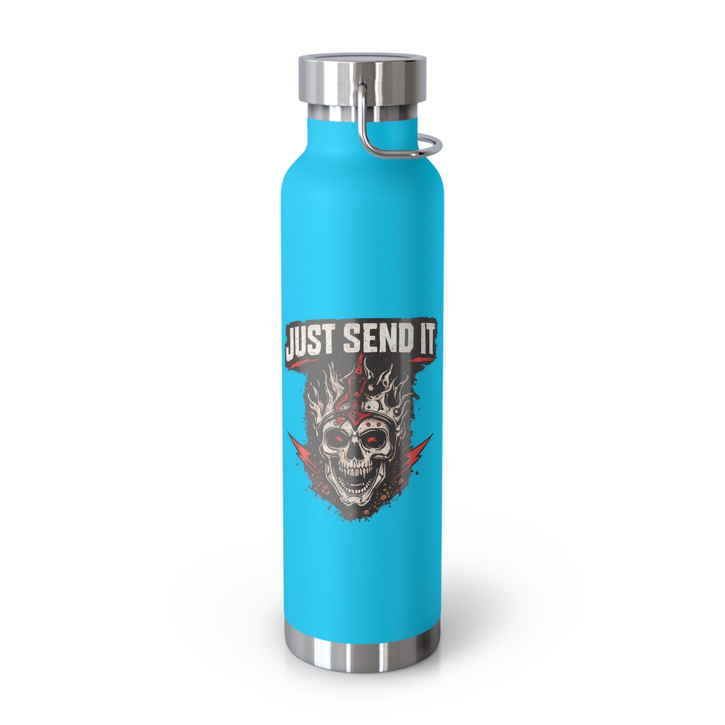 Just Send It Flask   22oz Copper-Insulated Skull & Flames Water Bottle