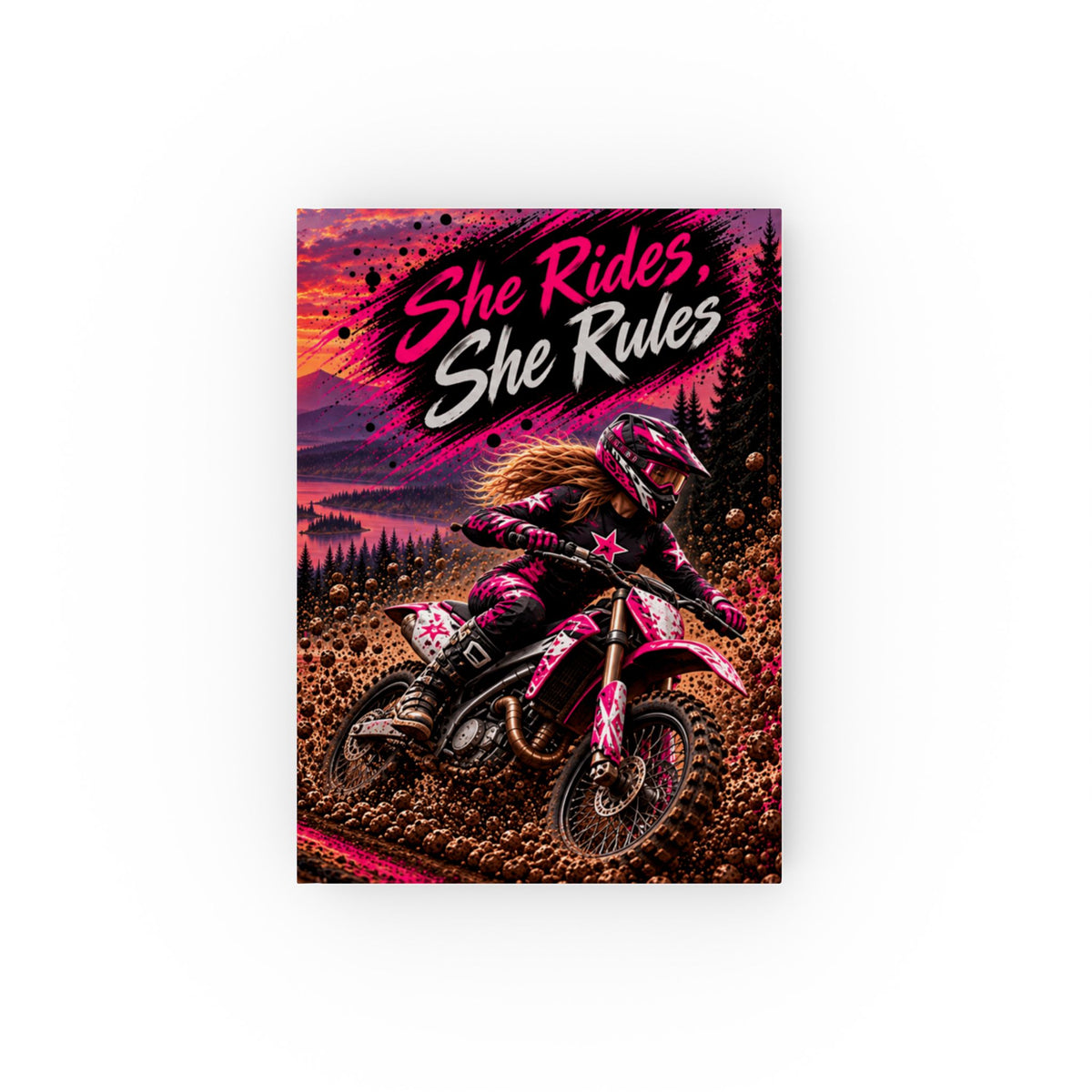 She Rides She Rules Hardback Journal – Girls Motocross Notebook