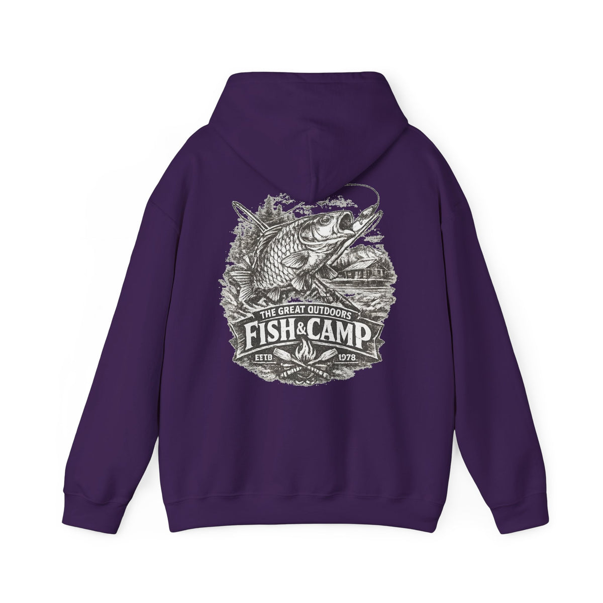 Fish and Camp Unisex Retro-Illustration-Kapuzenpullover
