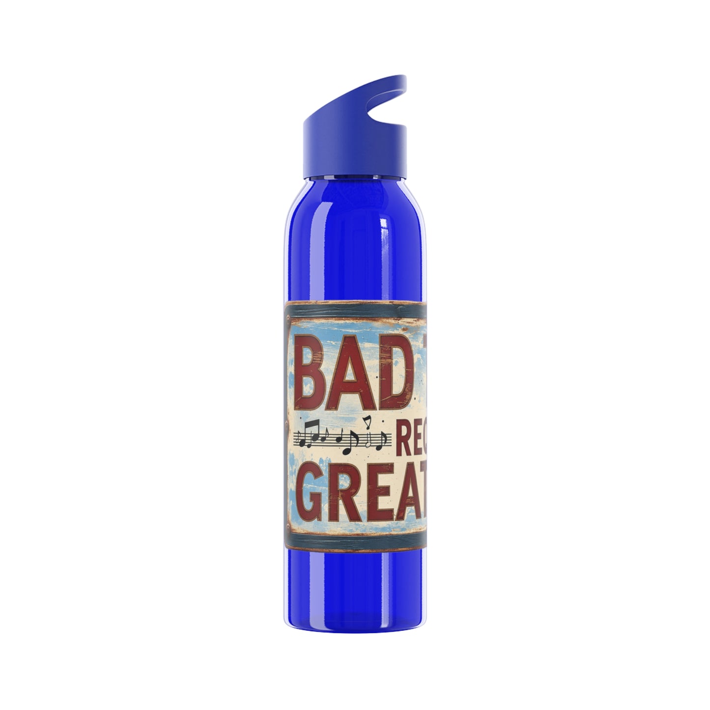 Bad Times Require Great Music Water Bottle | Reusable Sports Bottle | Vintage Music Lover Drink Bottle | Wrap Around Graphic Bottle