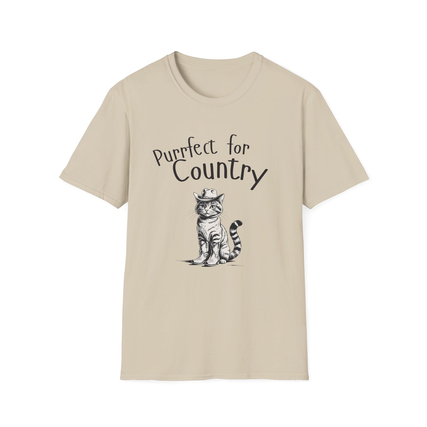 Purrfect for Country Cat Lover T-Shirt, Funny Pet Gift, Unisex Tee for Cat Owners, Cute Animal Apparel, Perfect for Birthdays, Gifts