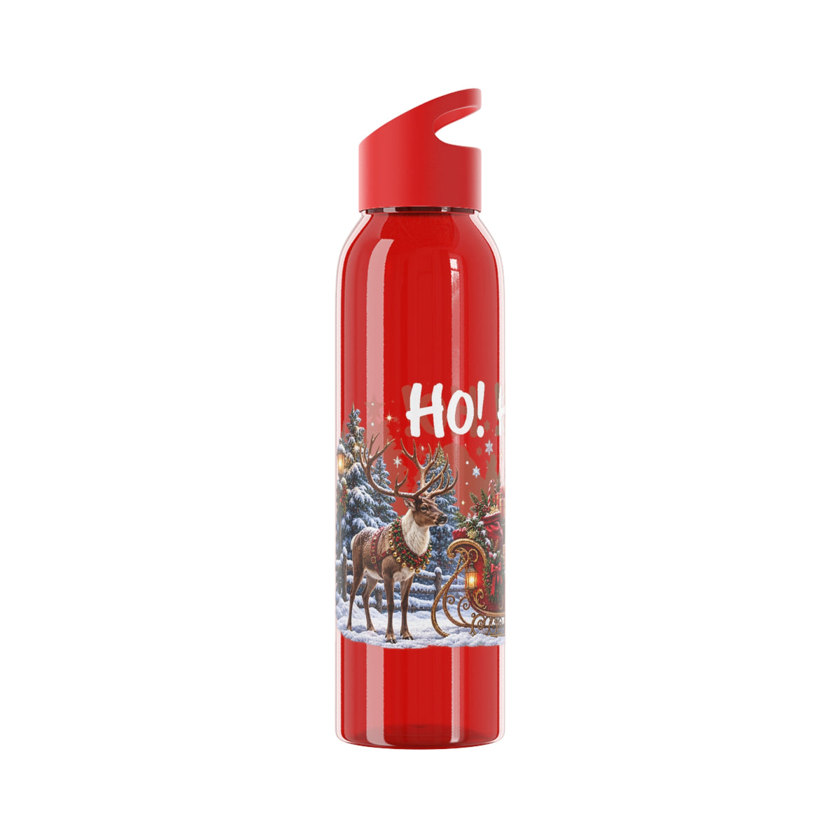 Ho Ho Ho Santa Christmas Water Bottle – Festive Sleigh Design