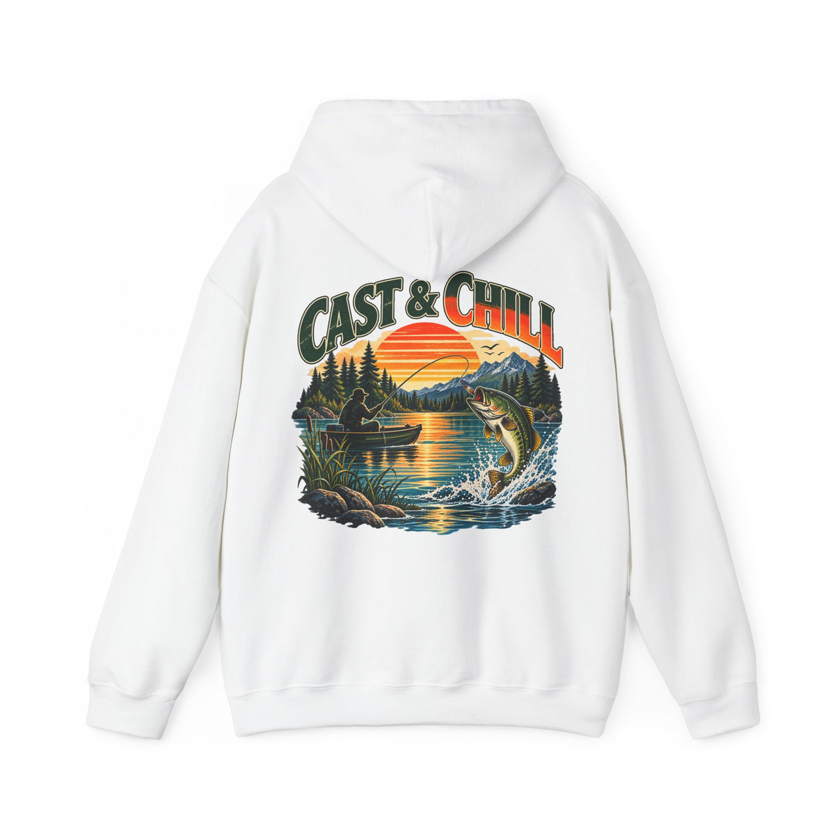 Cast & Chill Back Print Hoodie – Vintage Fishing Hoodie
