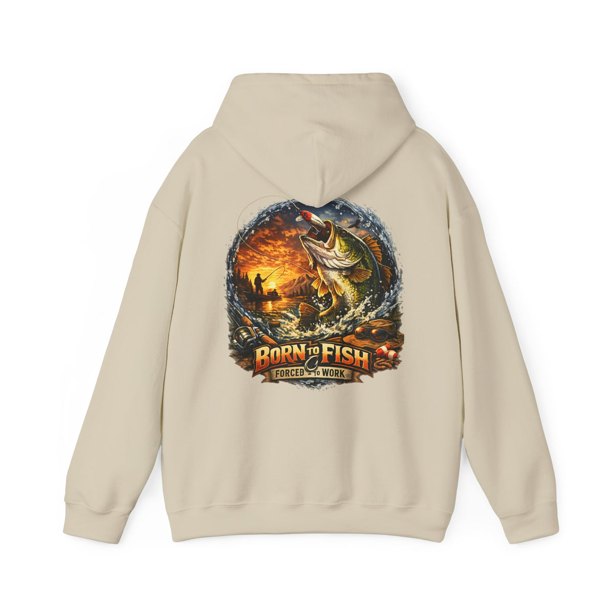 Born to Fish Forced to Work Back Print Hoodie – Fishing Hoodie