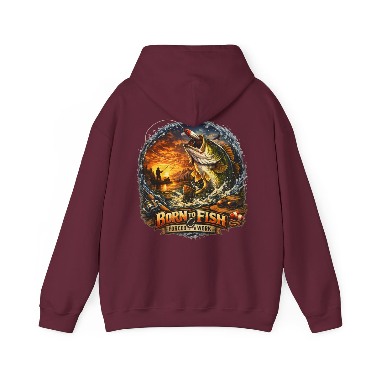 Born to Fish Forced to Work Back Print Hoodie – Fishing Hoodie