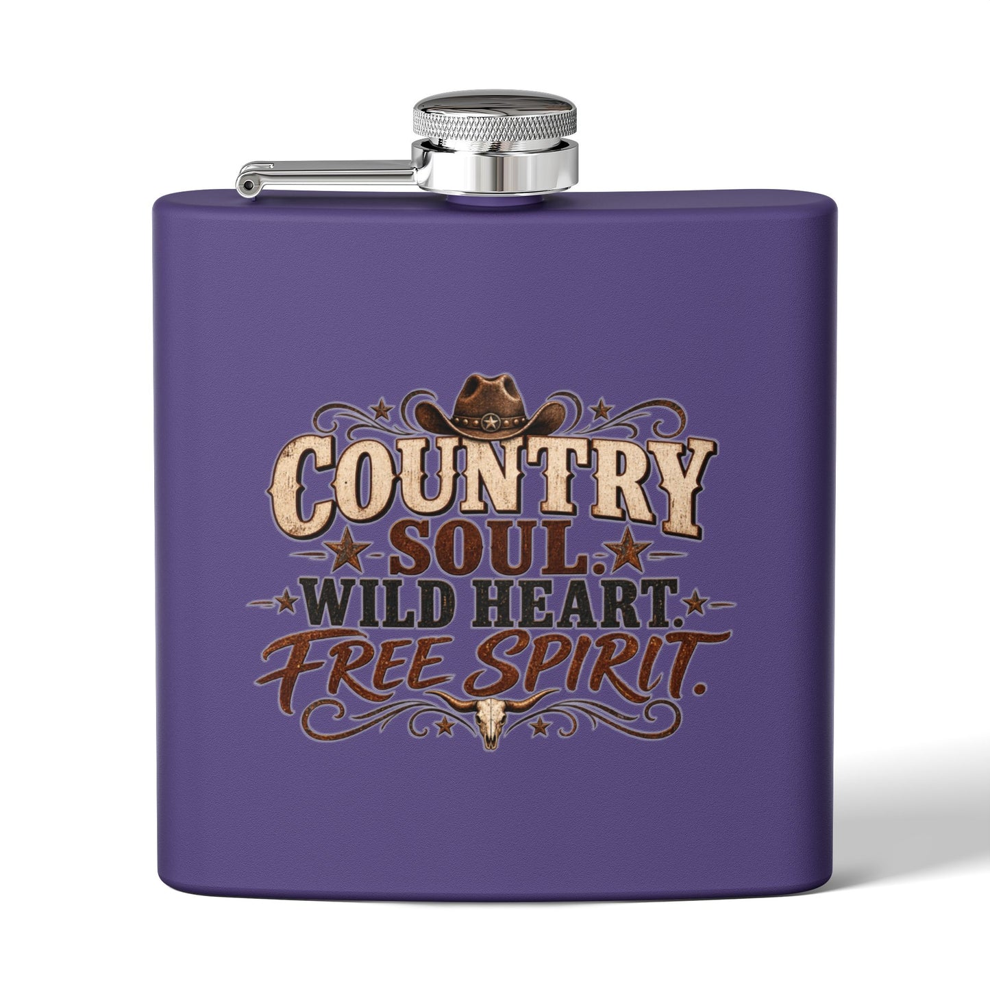 Country Soul Wild Heart Free Spirit Hip Flask