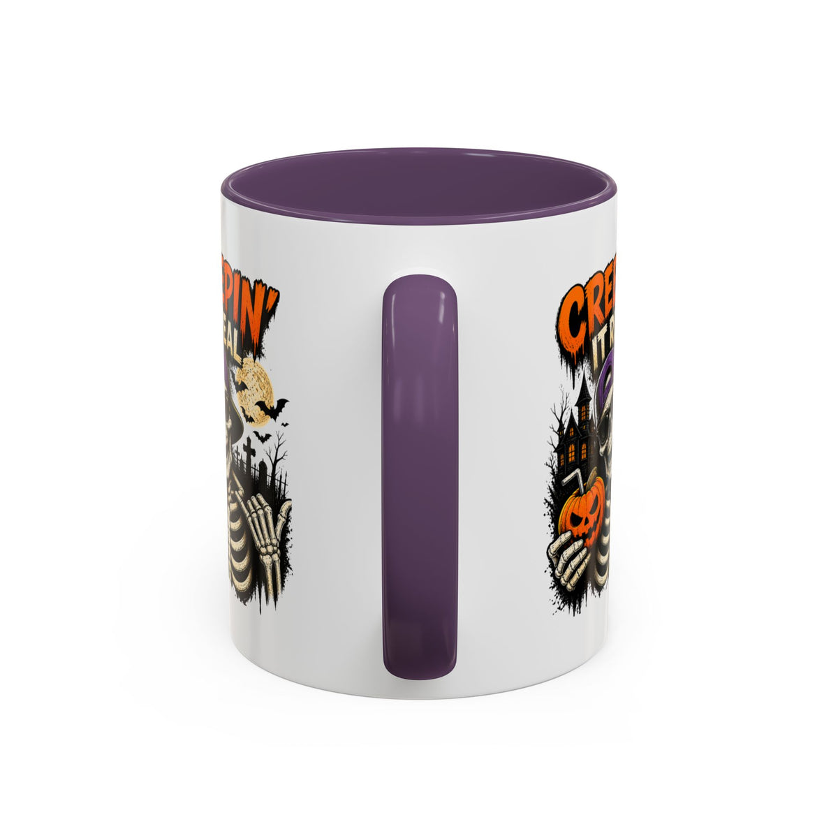 Creepin’ It Real Halloween Accent Mug – Skeleton Coffee Mug