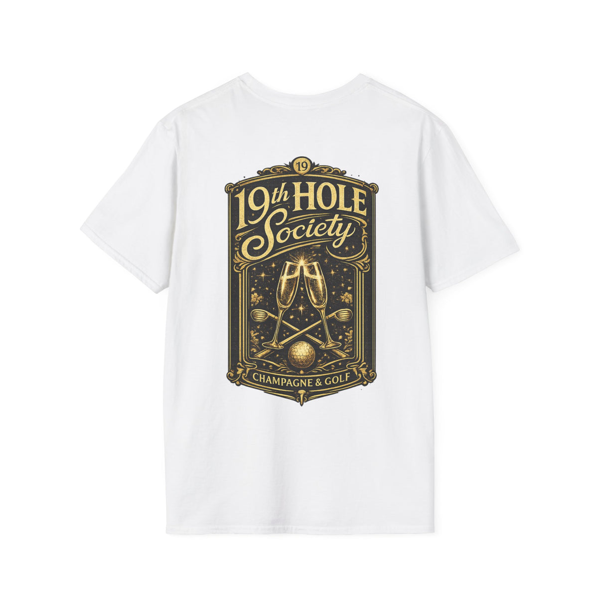 19th Hole Society Champagne and Golf T-Shirt