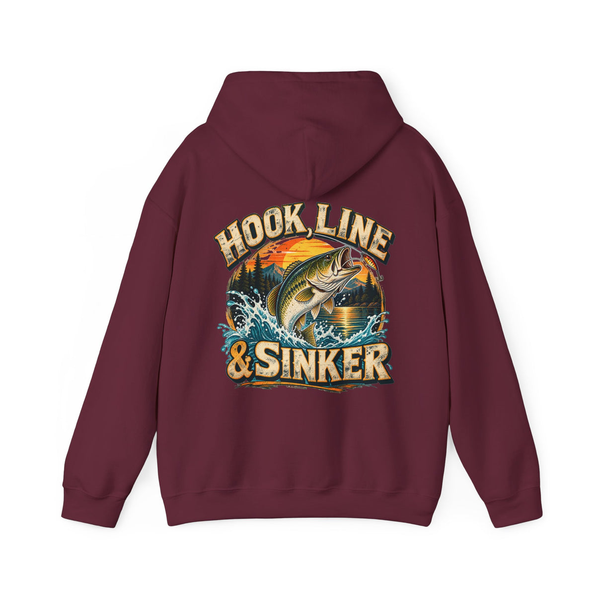 Hook, Line & Sinker Back Print Hoodie – Vintage Fishing Hoodie