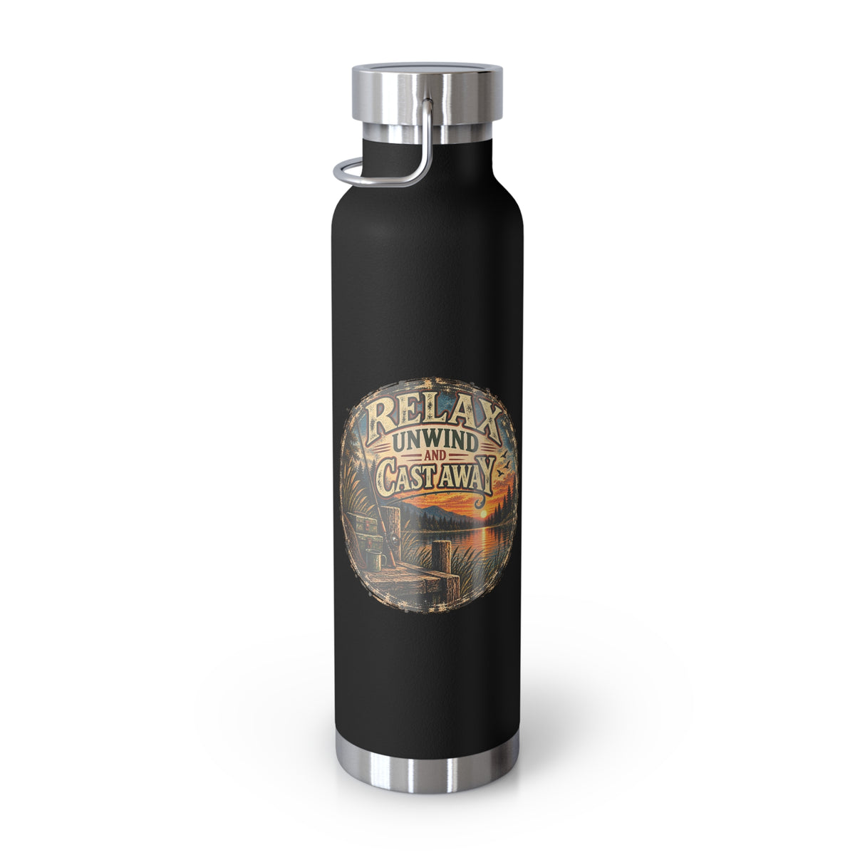 Relax, Unwind & Cast Away Insulated Flask – Vintage Fishing Flask