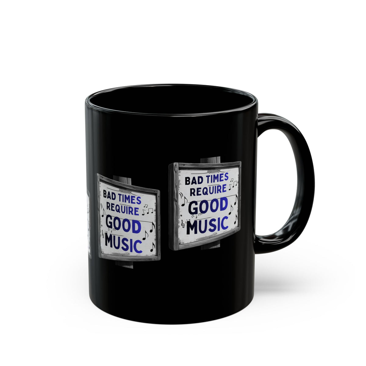 Musikliebhaber-Tasse Schlechte Zeiten erfordern gute Musik Schwarze Tasse 325ml