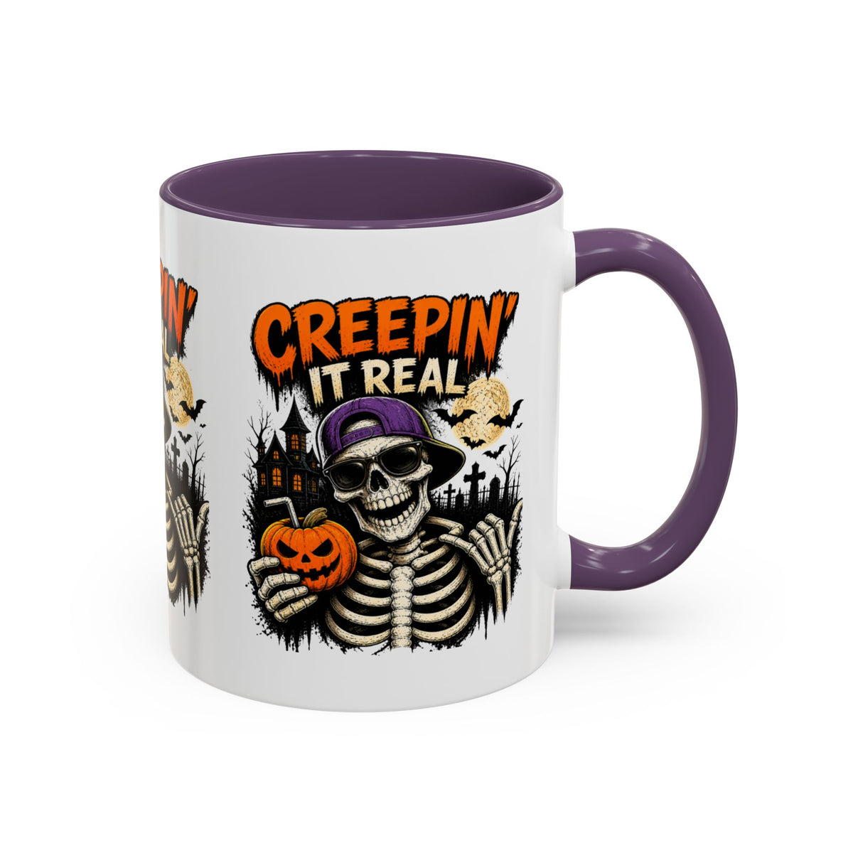 Creepin’ It Real Halloween Accent Mug – Skeleton Coffee Mug