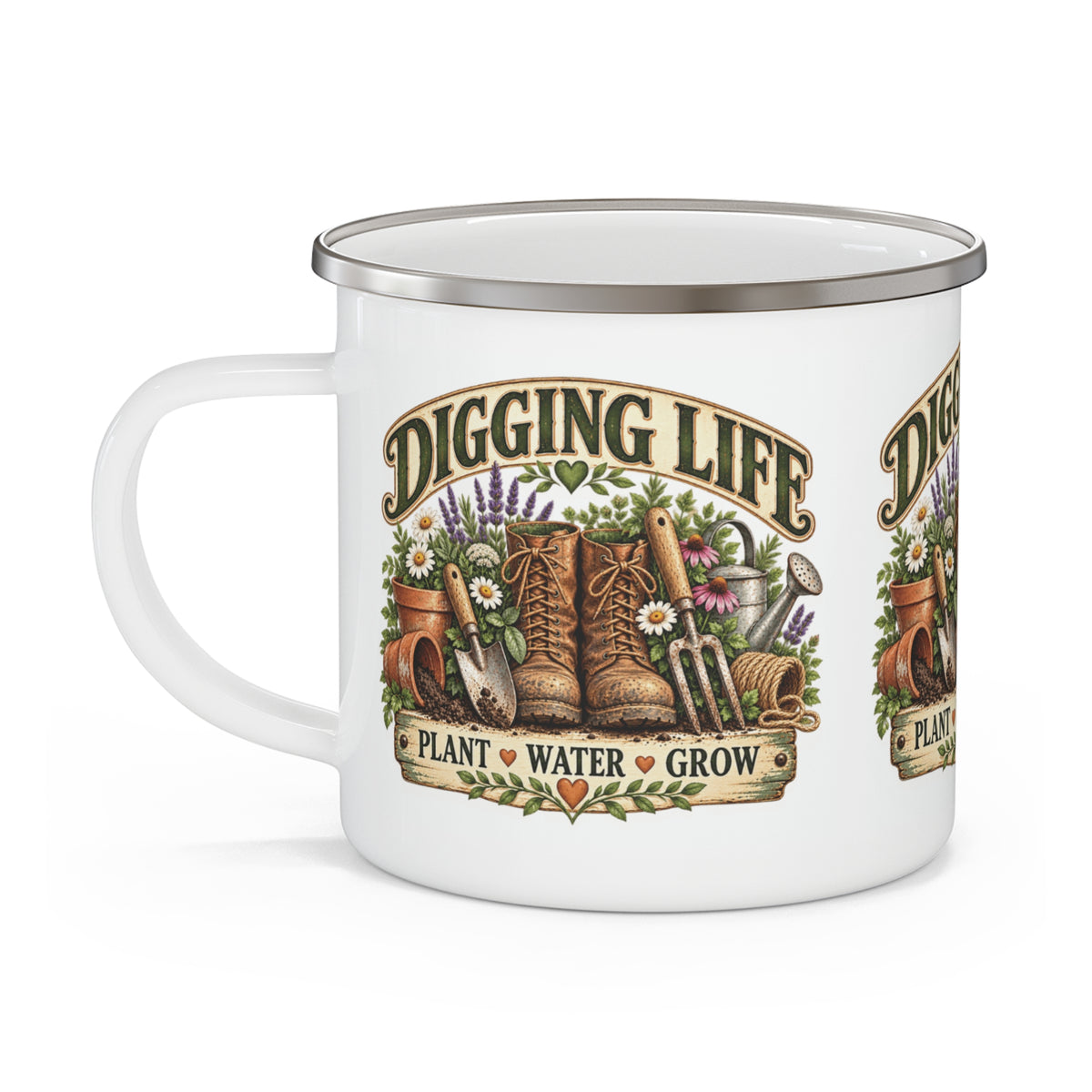 Digging Life Pflanze Wasser Wachsen Gärtner Emaille-Tasse