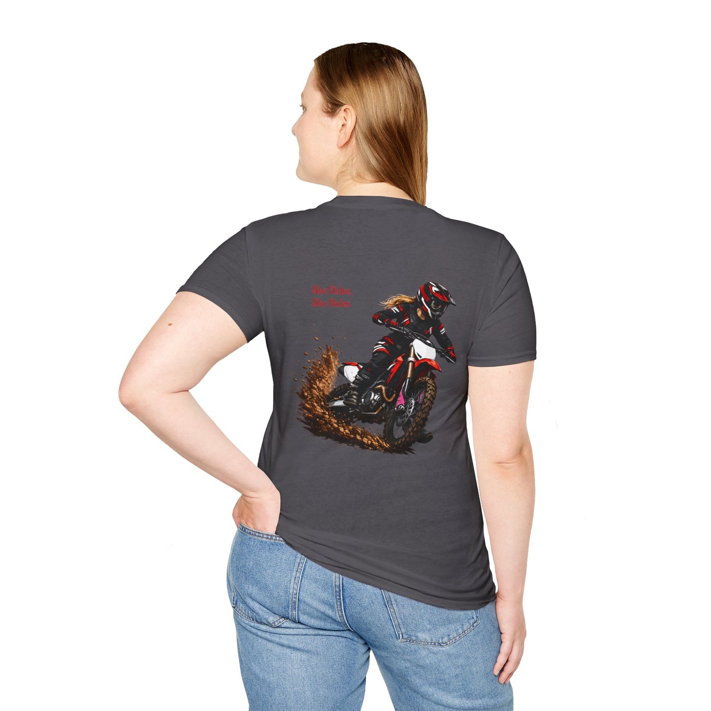 She Rides, She Rules Dirt Bike T-Shirt