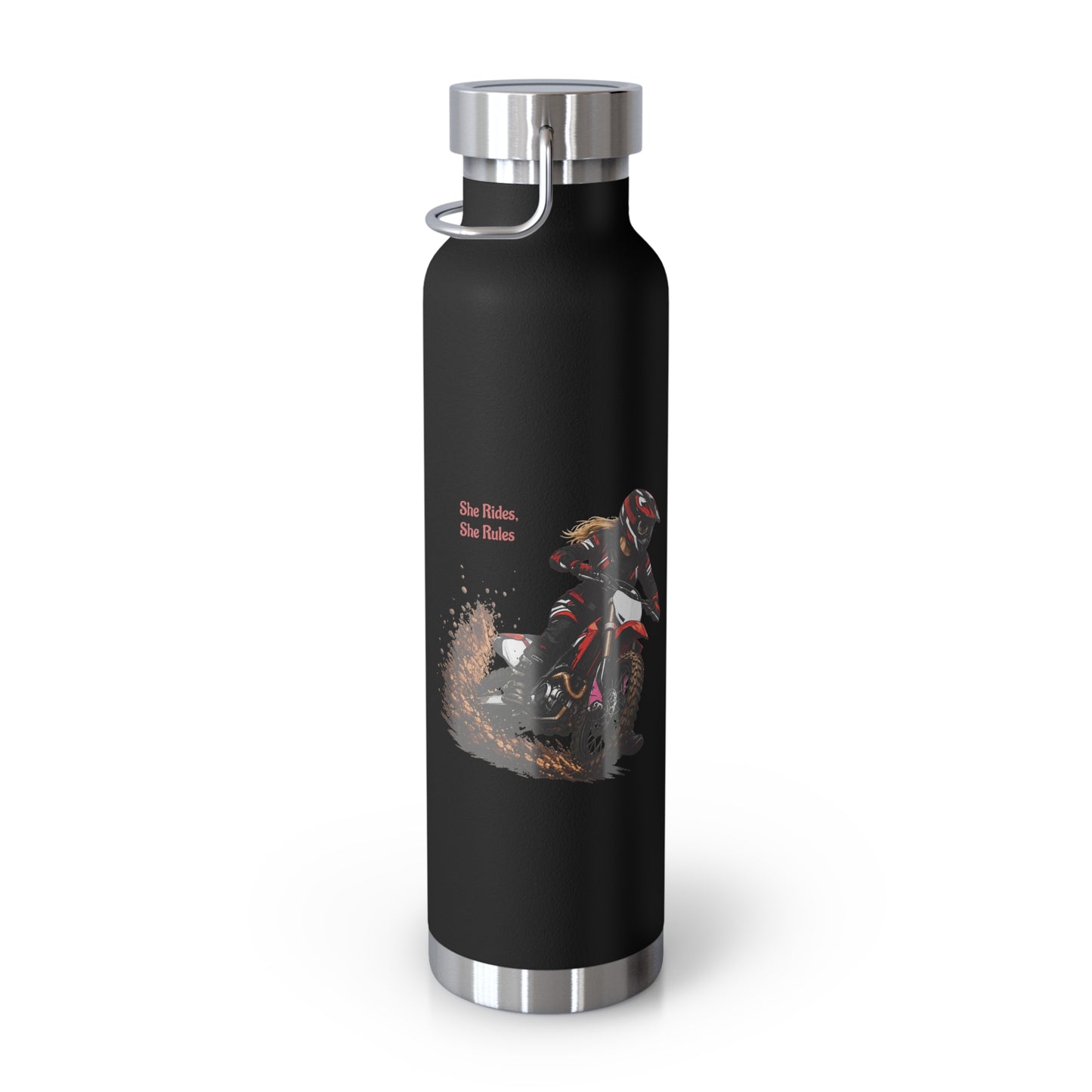 She Rides She Rules Motocross Insulated Flask