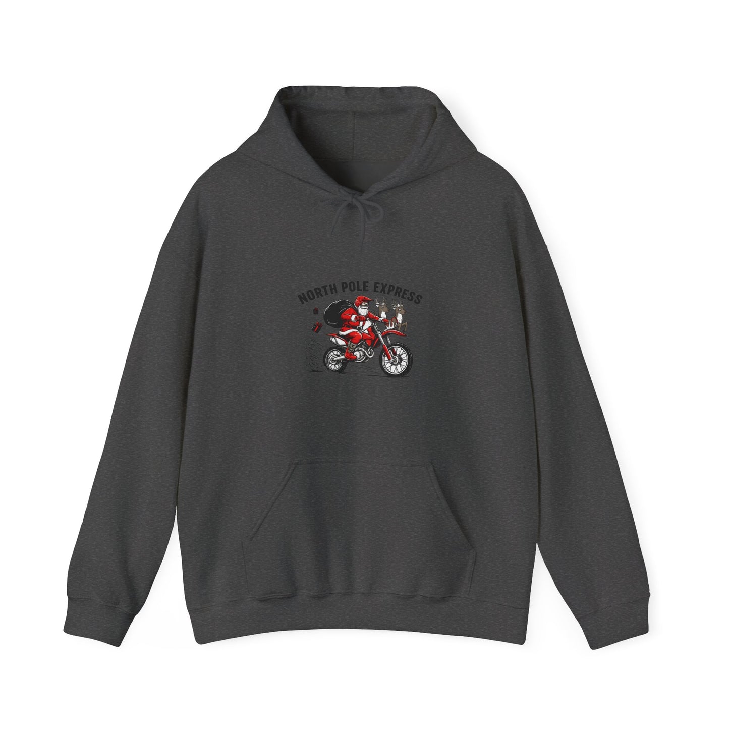 North Pole Express Motocross Christmas Hoodie   Santa Dirt Bike