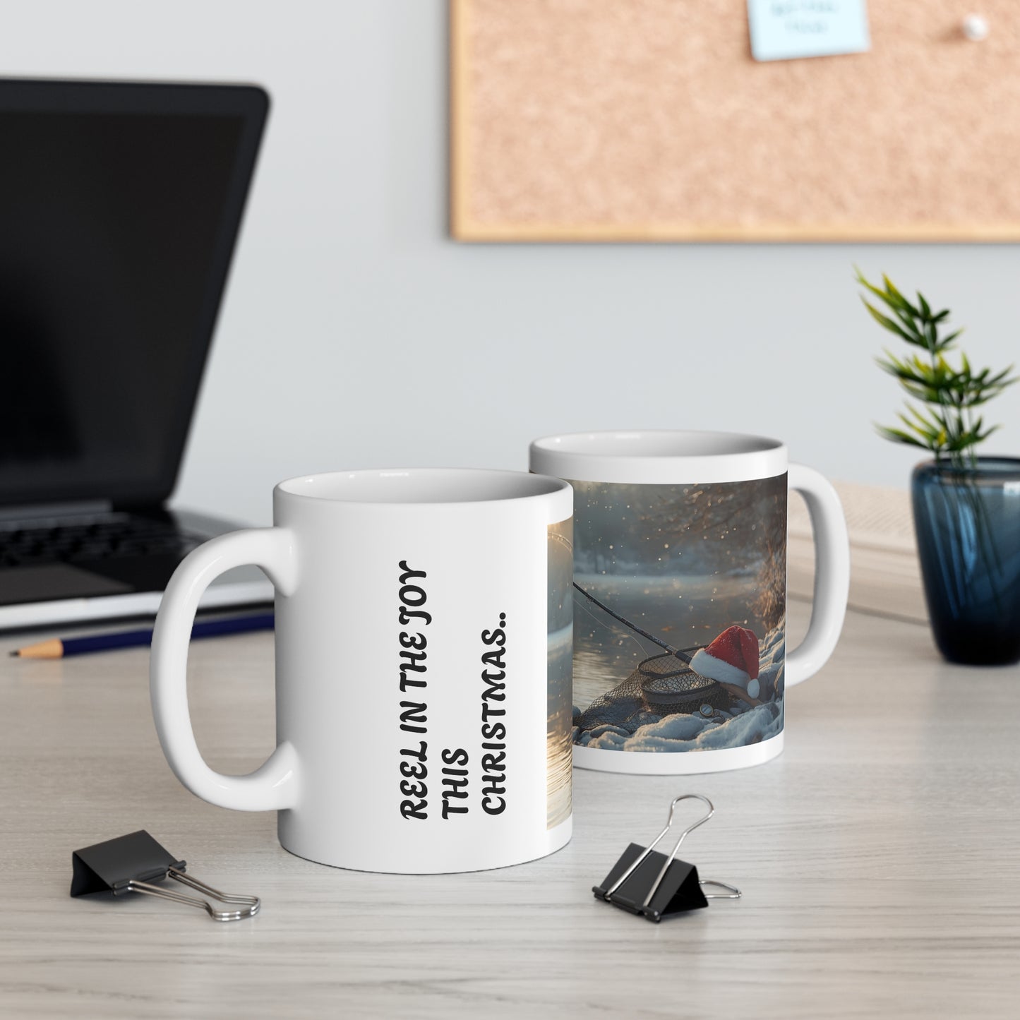Reel in the Joy Mug - Perfect for Christmas, Holiday Gift, Fisherman Mug, Unique Christmas Fishing Decor