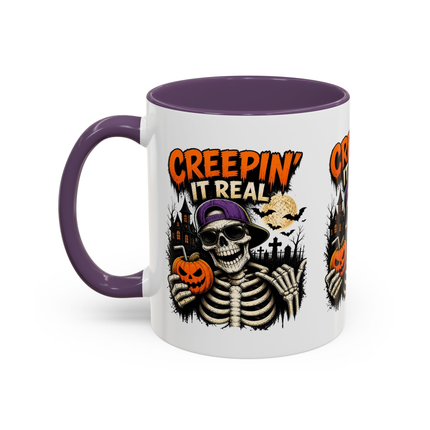 Creepin’ It Real Halloween Accent Mug – Skeleton Coffee Mug