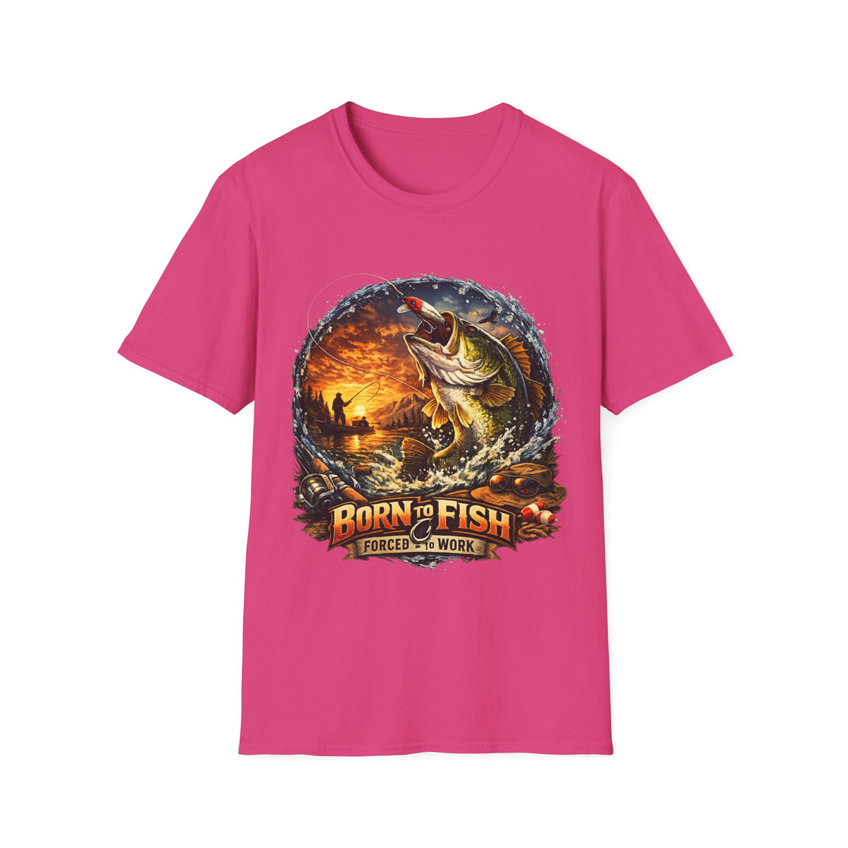 Born to Fish Forced to Work T-Shirt – Fishing Graphic Tee