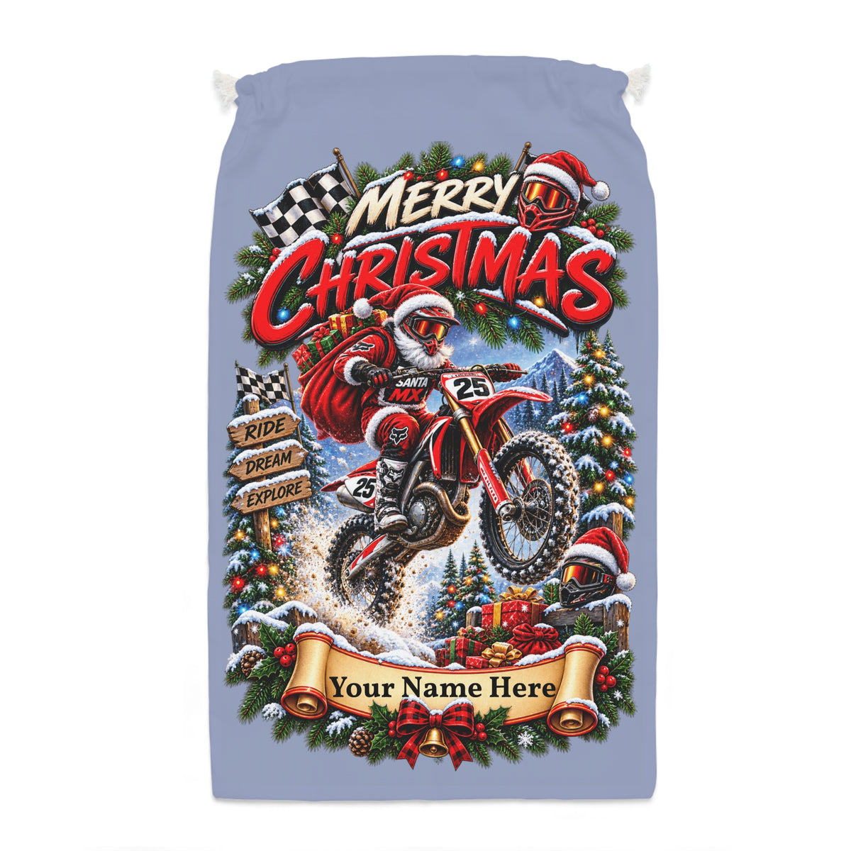Personalised Motocross Christmas Sack – Santa MX Gift Sack