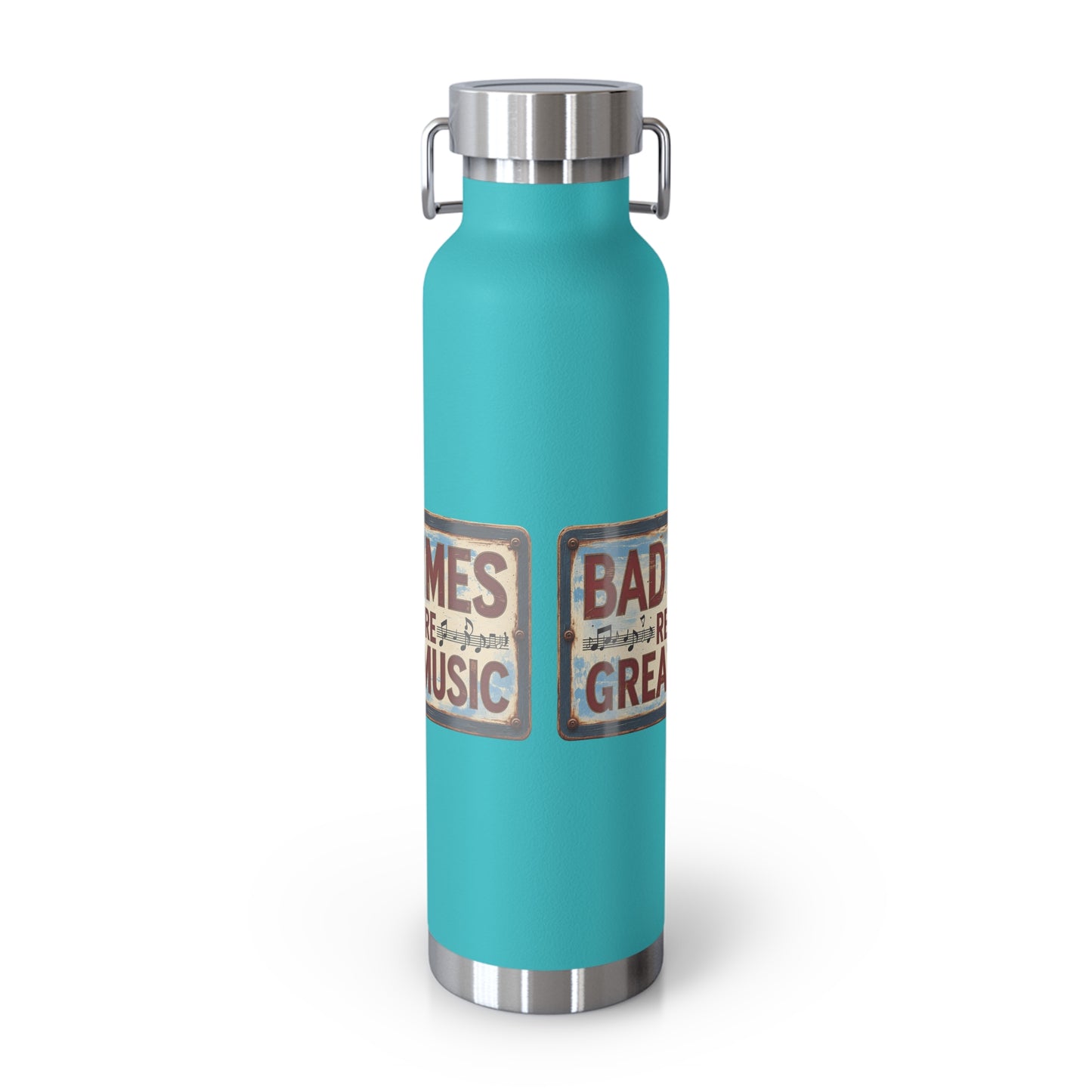 Bad Times Require Great Music Insulated Water Bottle | Stainless Steel Travel Flask | Vintage Music Lover Bottle | Double Wall Vacuum Flask
