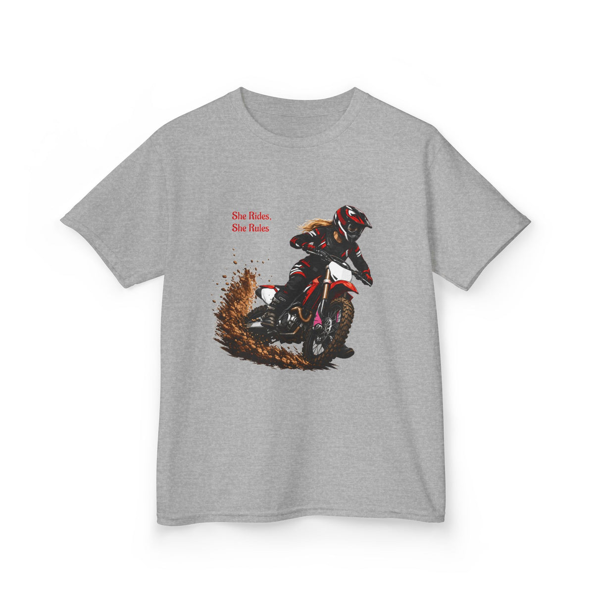 She Rides She Rules Youth T-Shirt – Girls Motocross Tee