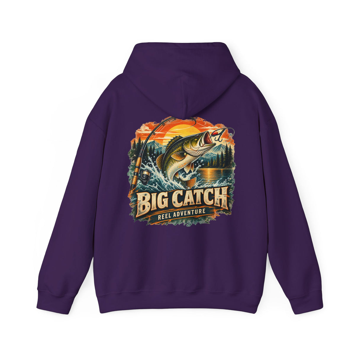 Big Catch Reel Adventure Back Print Hoodie – Vintage Fishing Hoodie
