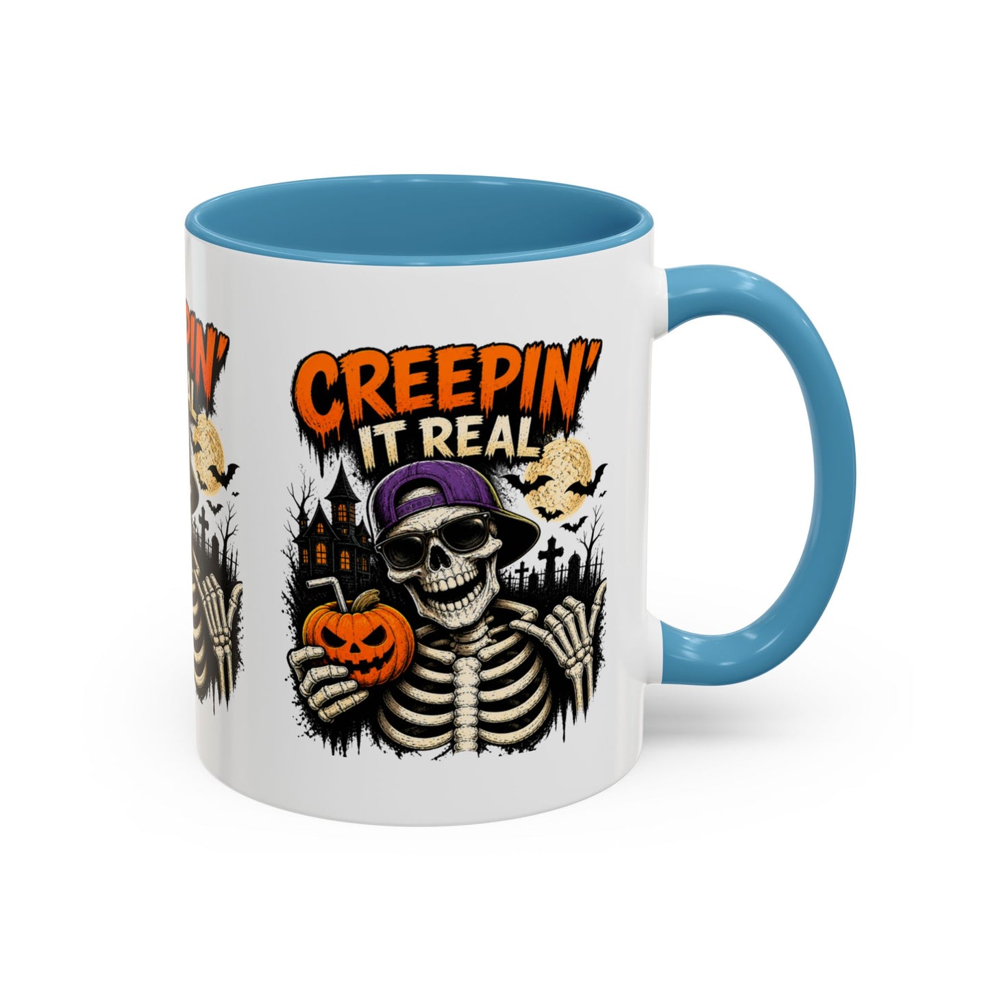 Creepin’ It Real Halloween Accent Mug – Skeleton Coffee Mug