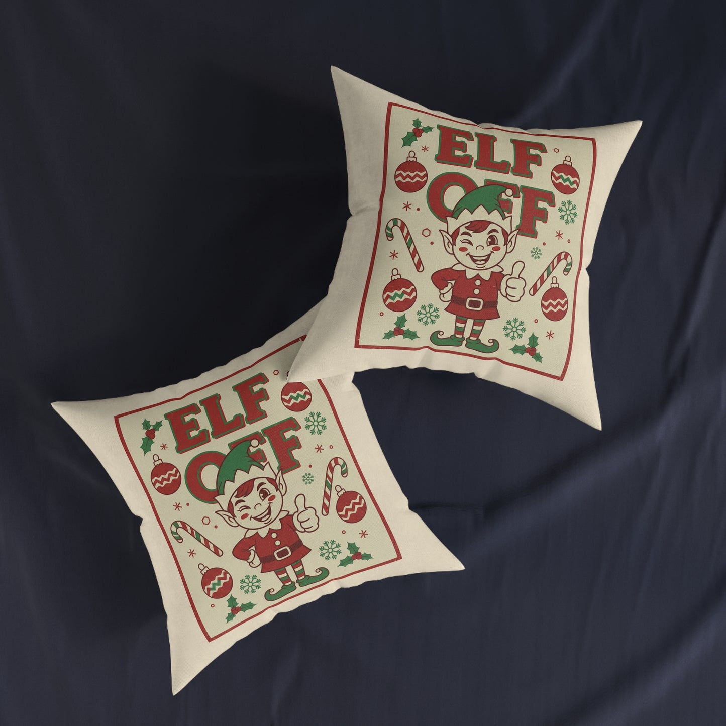 Elf Off Christmas Cushion – Funny Retro Festive Pillow