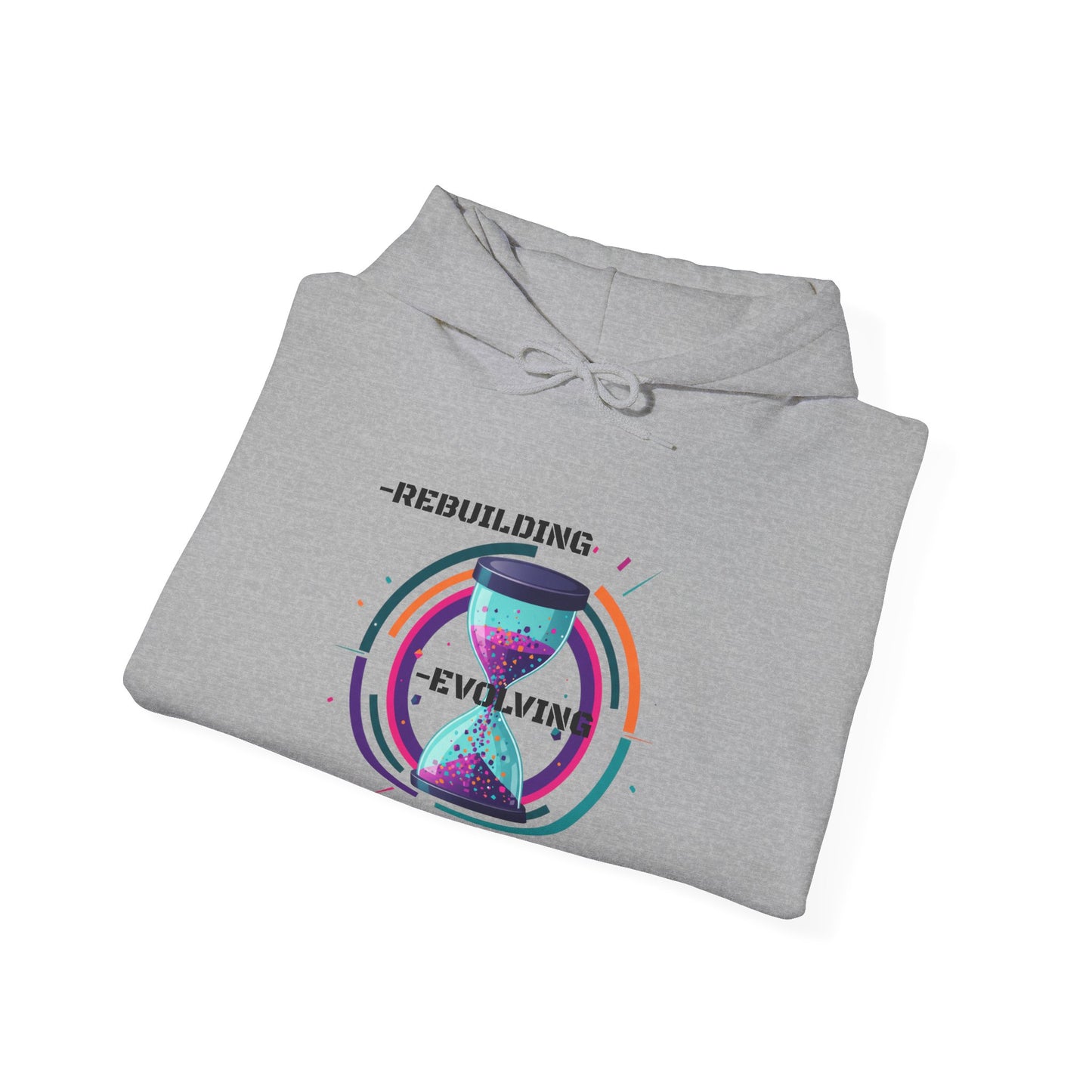 Sweat à capuche graphique inspirant : Reconstruire, Évoluer, Réinitialiser