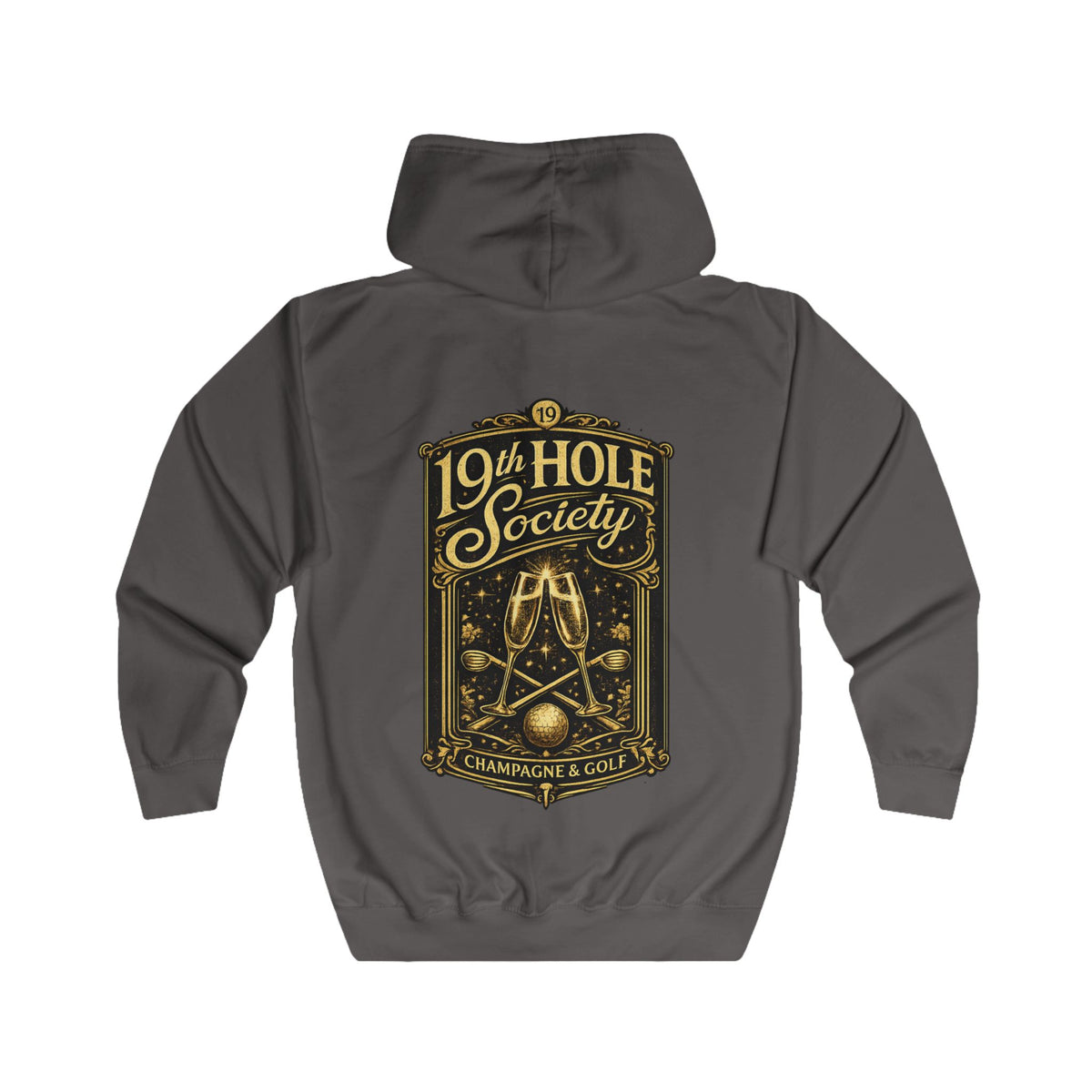 19th Hole Society Champagne and Golf Zip Hoodie