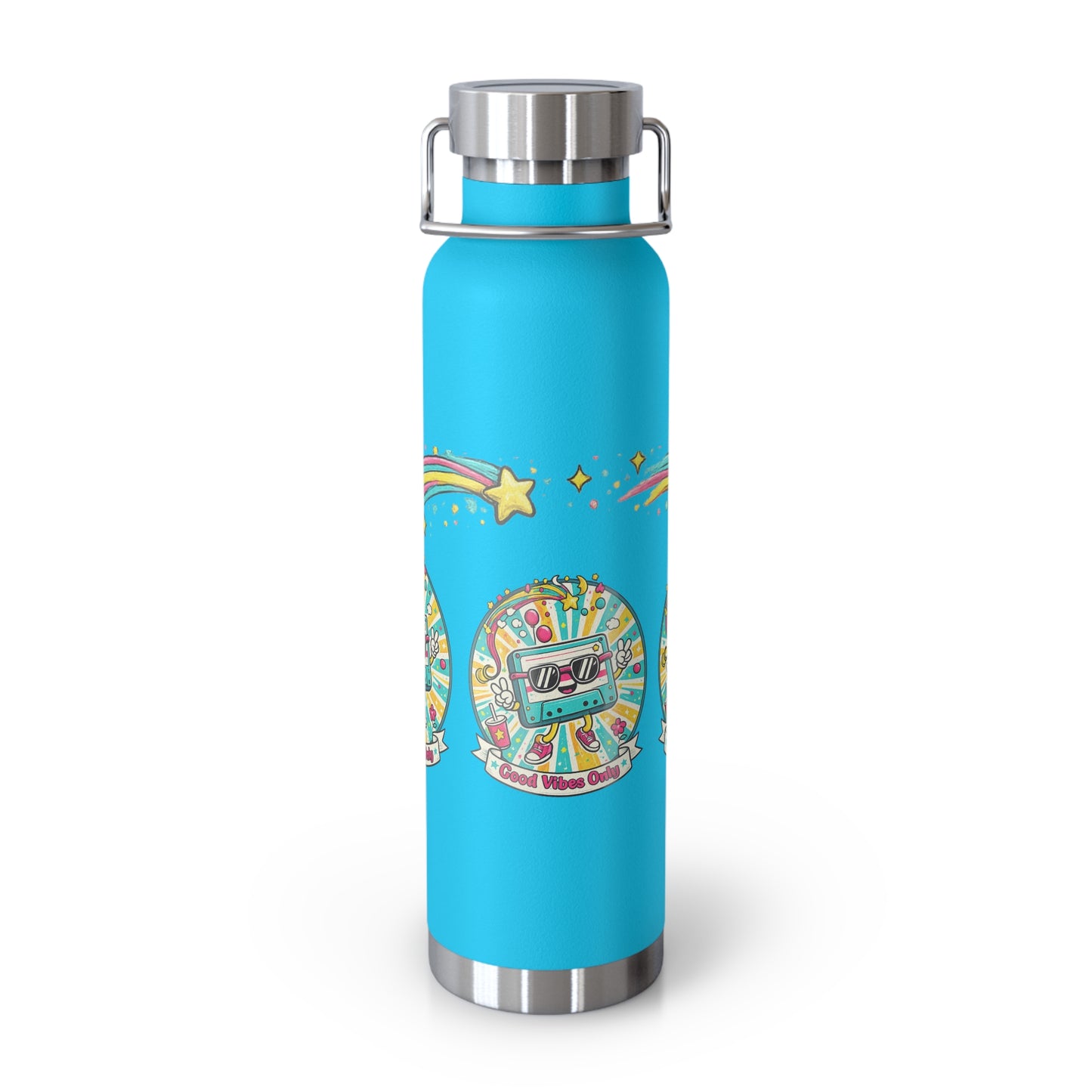 Retro Good Vibes Only Insulated Flask | Colourful Retro Travel Bottle | Stainless Steel Drinks Bottle | 80s & 90s Inspired