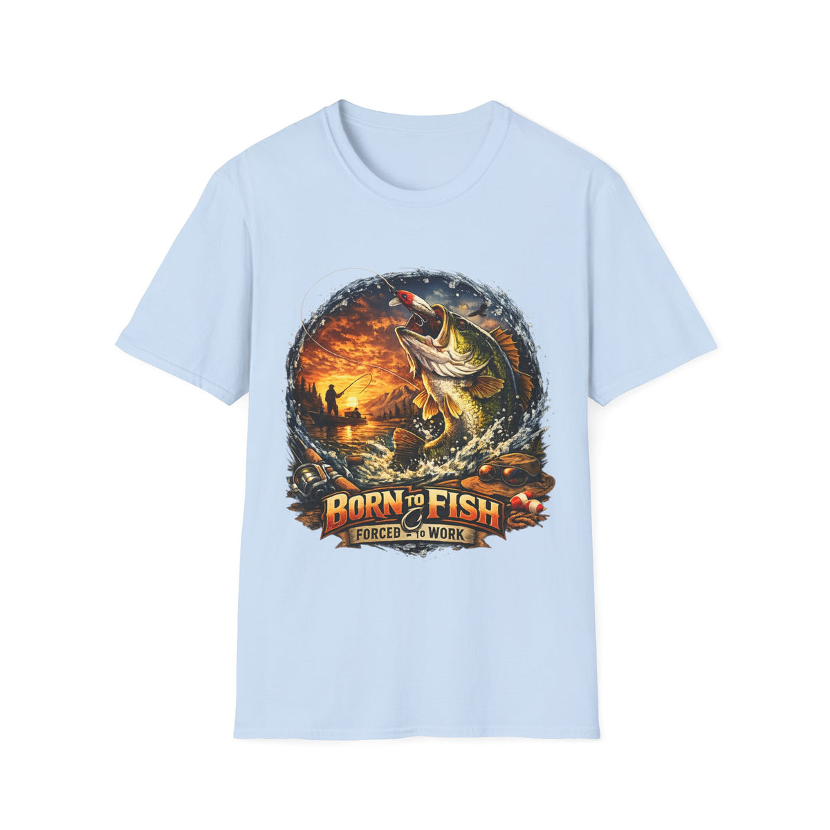 Born to Fish Forced to Work T-Shirt – Fishing Graphic Tee
