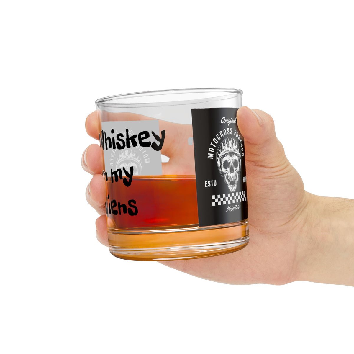 Motocross Forever Rocks Glass — Whiskey in My Veins 10oz