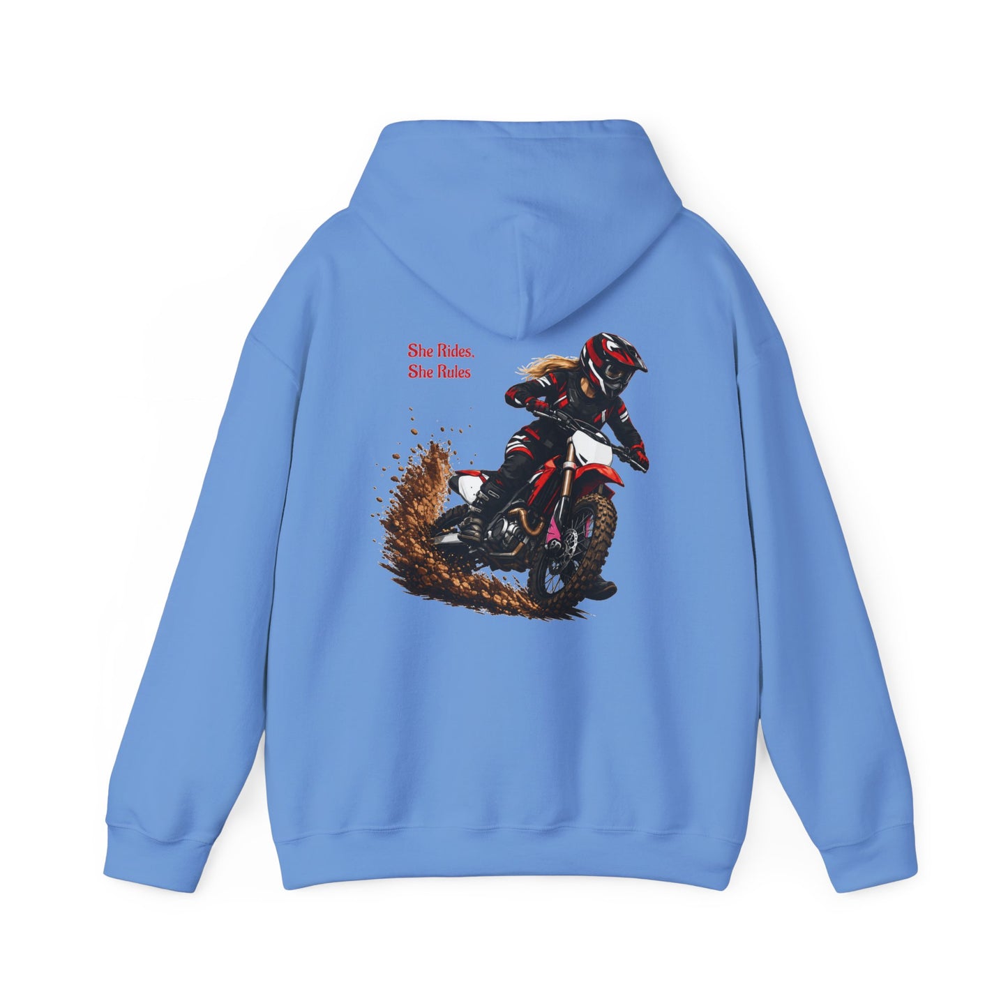She Rides She Rules Motocross Hoodie — Dirt Bike Racing Sweatshirt for Riders