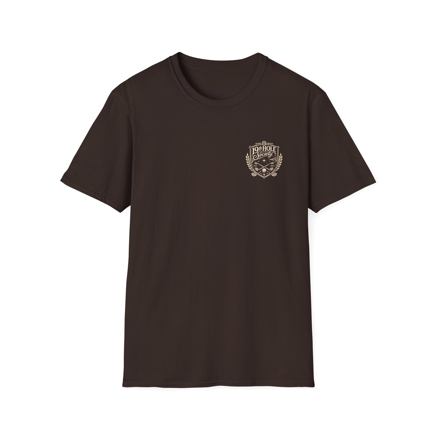 19th Hole Society Golf T-Shirt | Vintage Crest Golf Tee | Premium Clubhouse Style